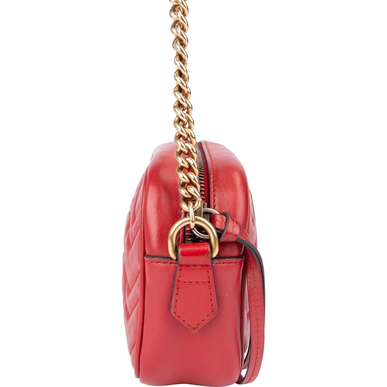 Gucci Gucci Chevron Leather GG Marmont Crossbody bag Rood