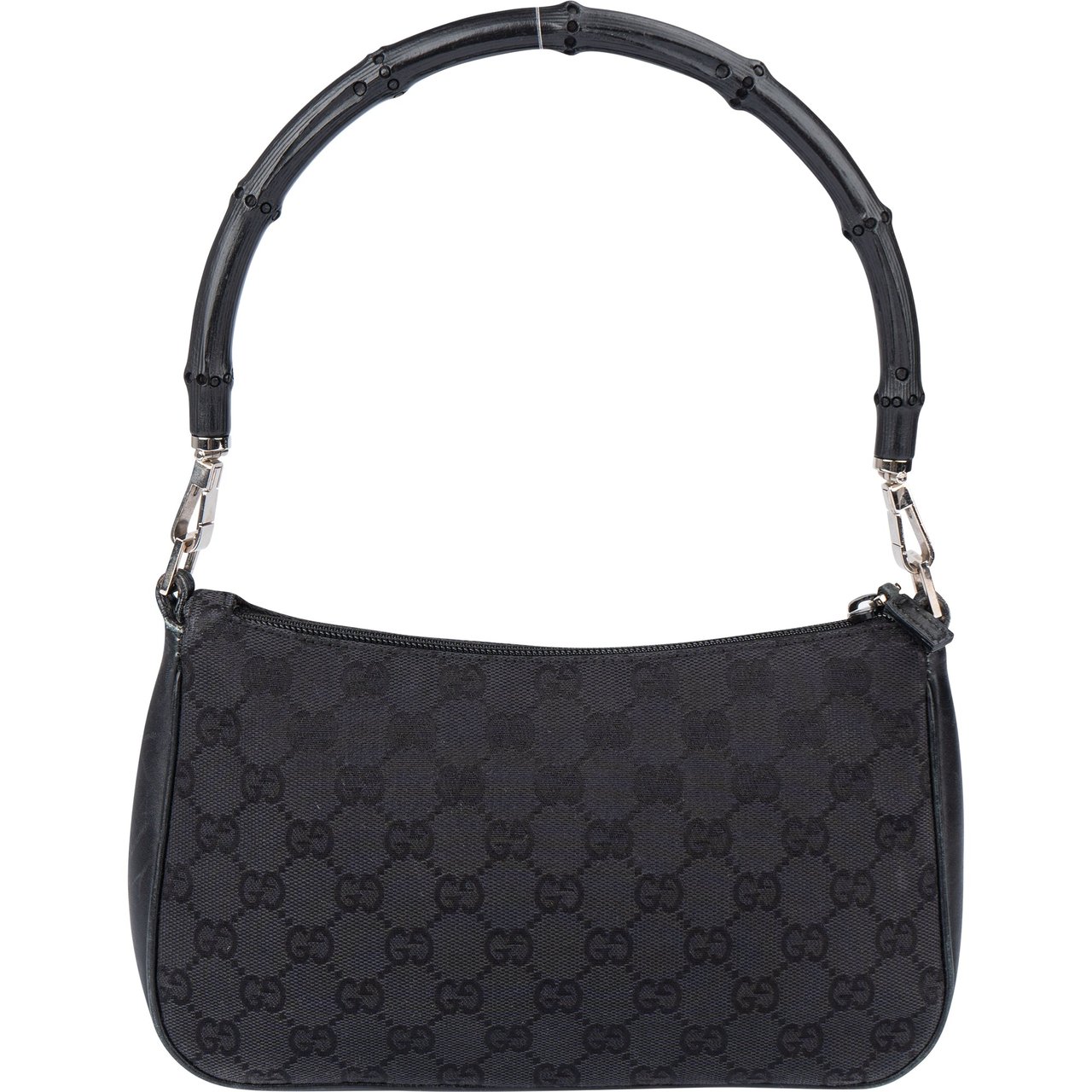 Gucci Gucci GG Monogram Bamboo Handbag Zwart