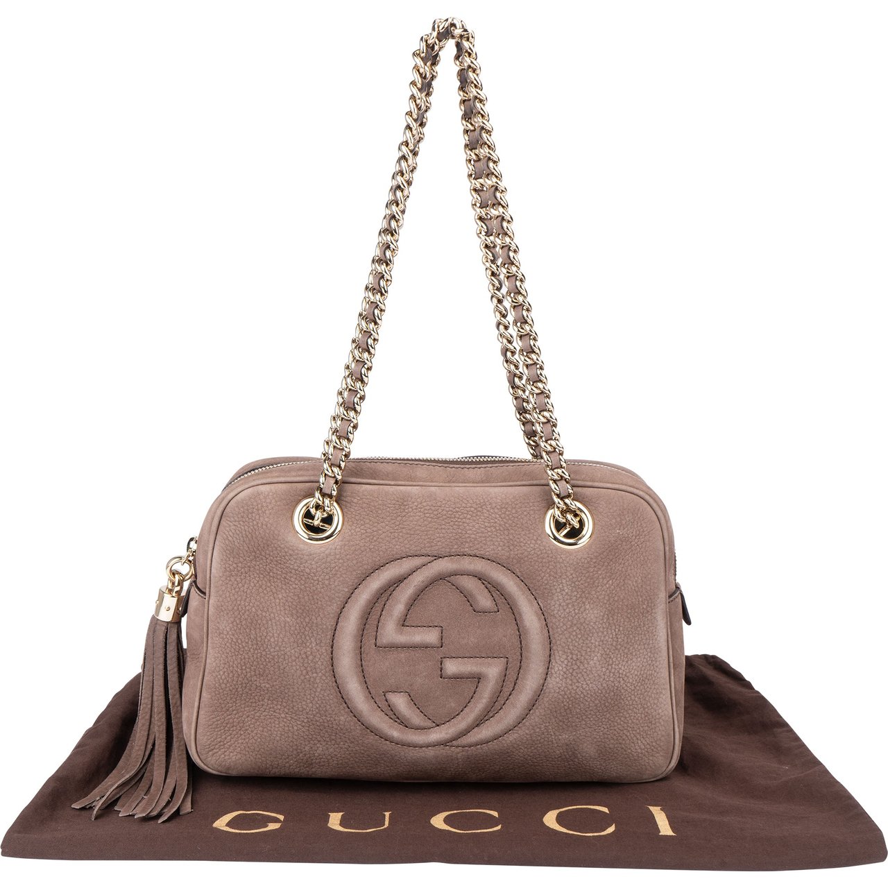 Gucci Gucci Brown Nubuk Leather GG Soho Shoulder Bag Divers