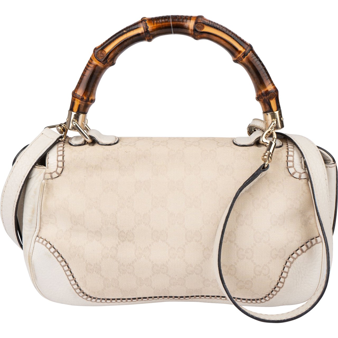 Gucci Gucci Classic GG Monogram Bamboo Handbag Wit