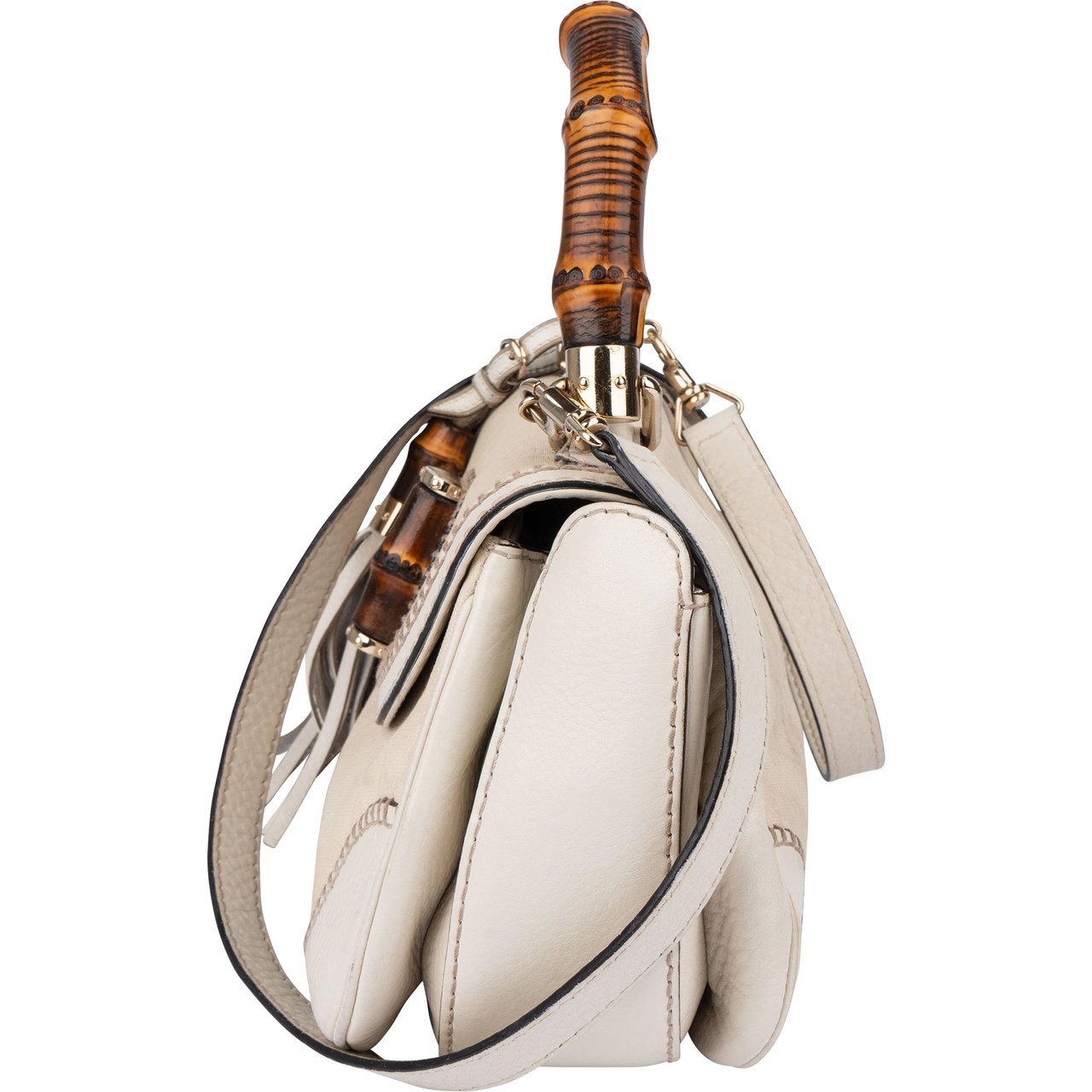 Gucci Gucci Classic GG Monogram Bamboo Handbag Wit