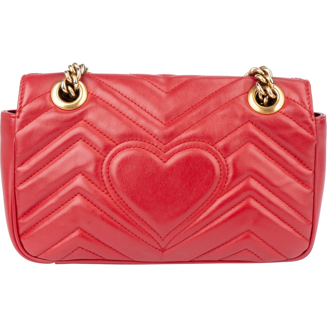 Gucci Gucci Chevron Leather GG Marmont Crossbody Bag Rood