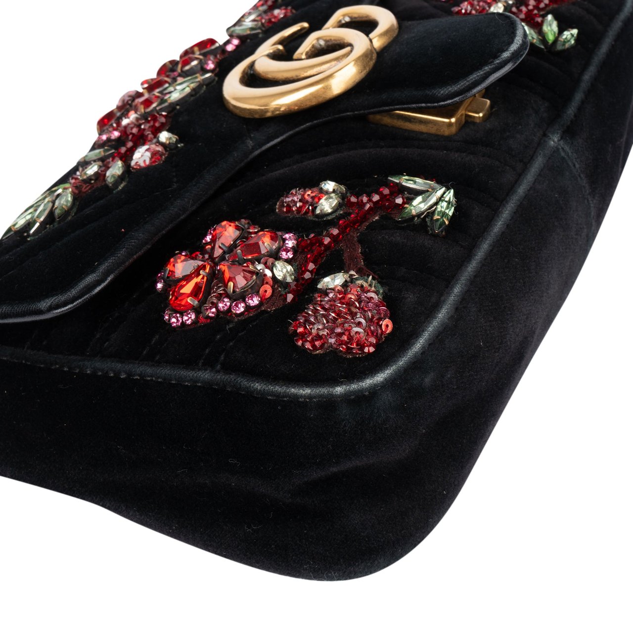 Gucci Gucci Limited Crystal Floral GG Marmont Crossbody Bag Zwart