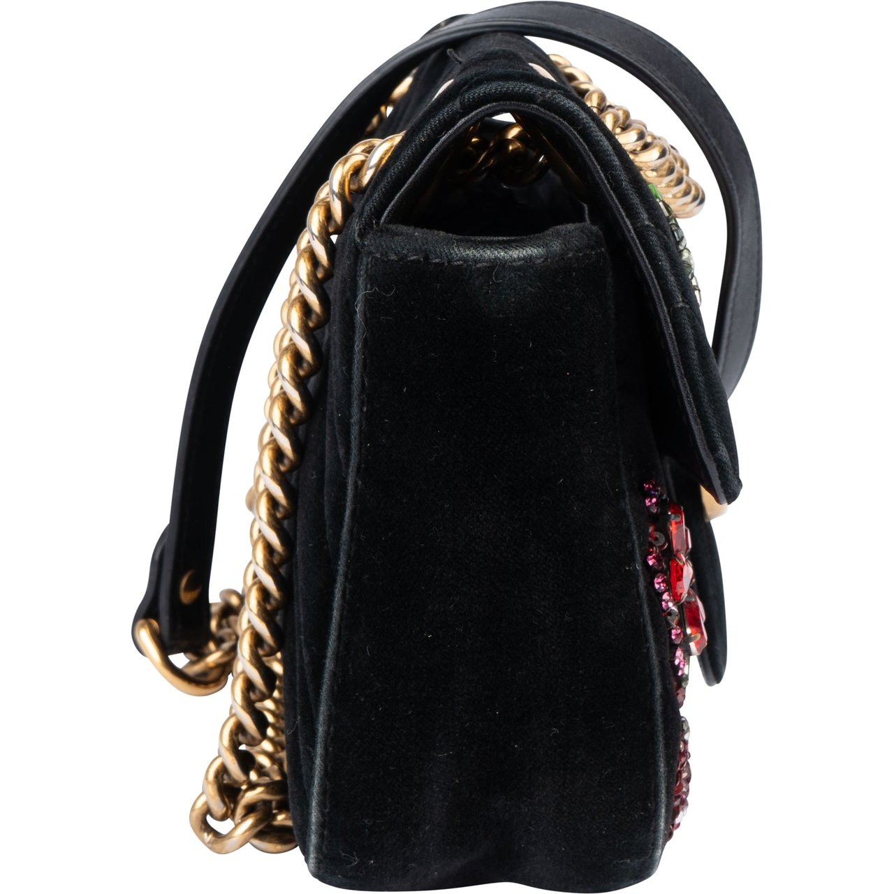 Gucci Gucci Limited Crystal Floral GG Marmont Crossbody Bag Zwart