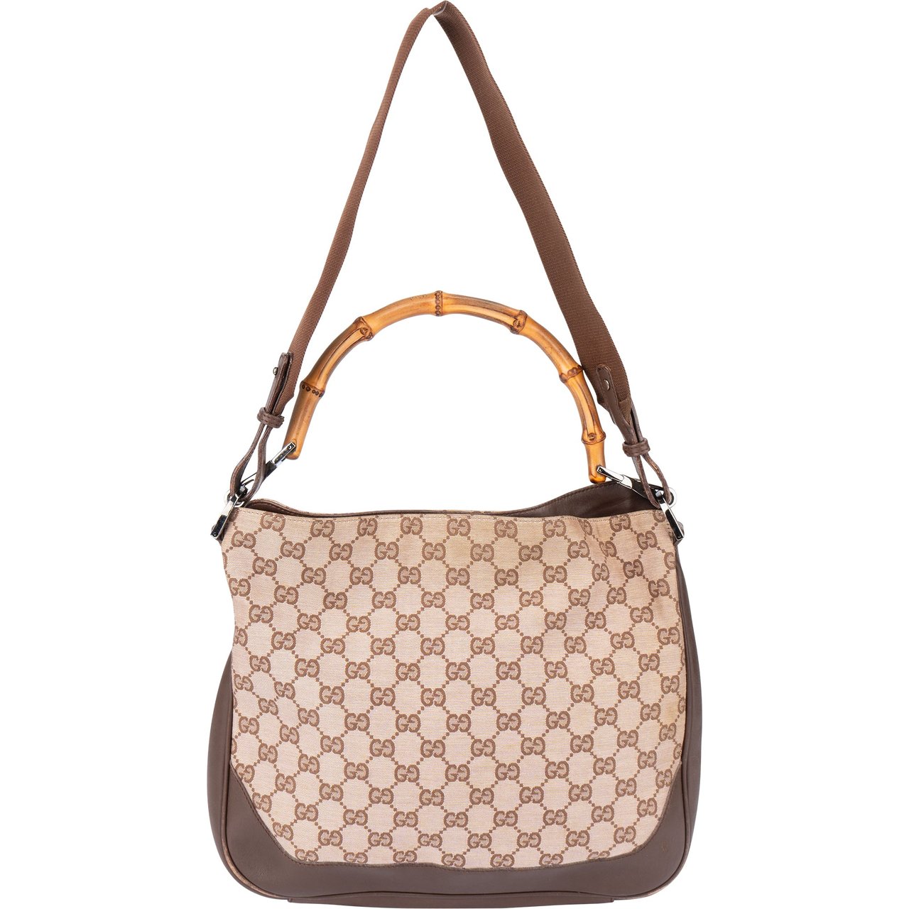 Gucci Gucci GG Monogram Bamboo Handbag Bruin