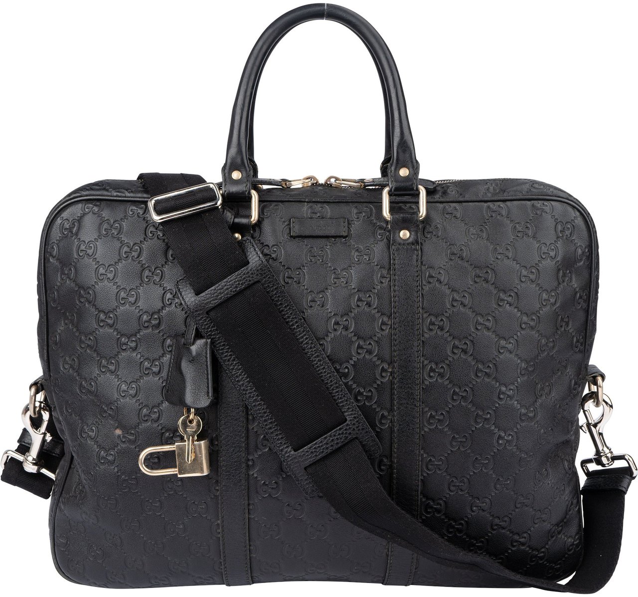 Gucci Gucci Leather GG Monogram Business Handbag Zwart