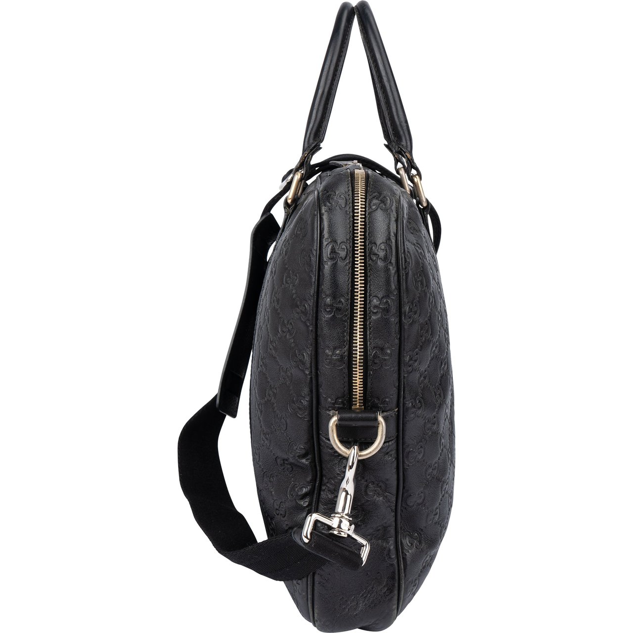 Gucci Gucci Leather GG Monogram Business Handbag Zwart