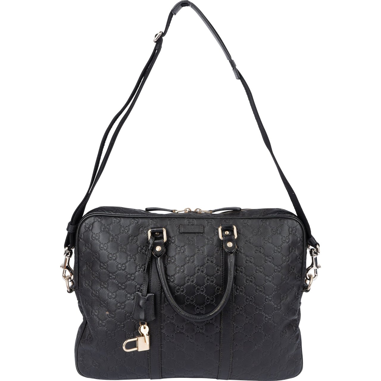 Gucci Gucci Leather GG Monogram Business Handbag Zwart