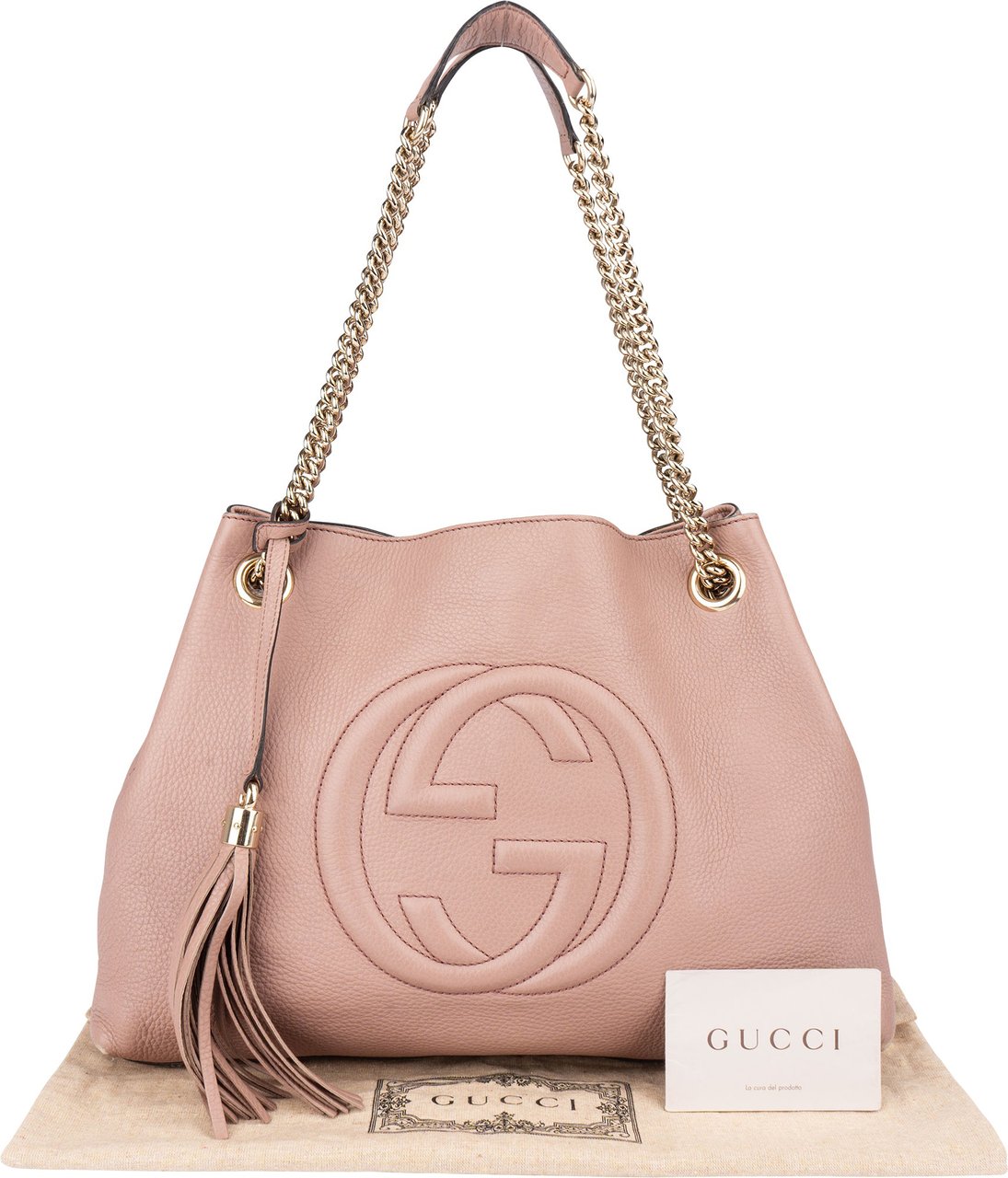 Gucci Gucci Pink Leather GG Soho Shoulder Bag Roze