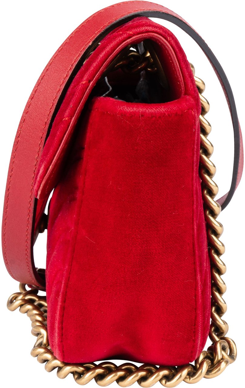 Gucci Gucci Red Velvet GG Marmont Crossbody Bag Rood