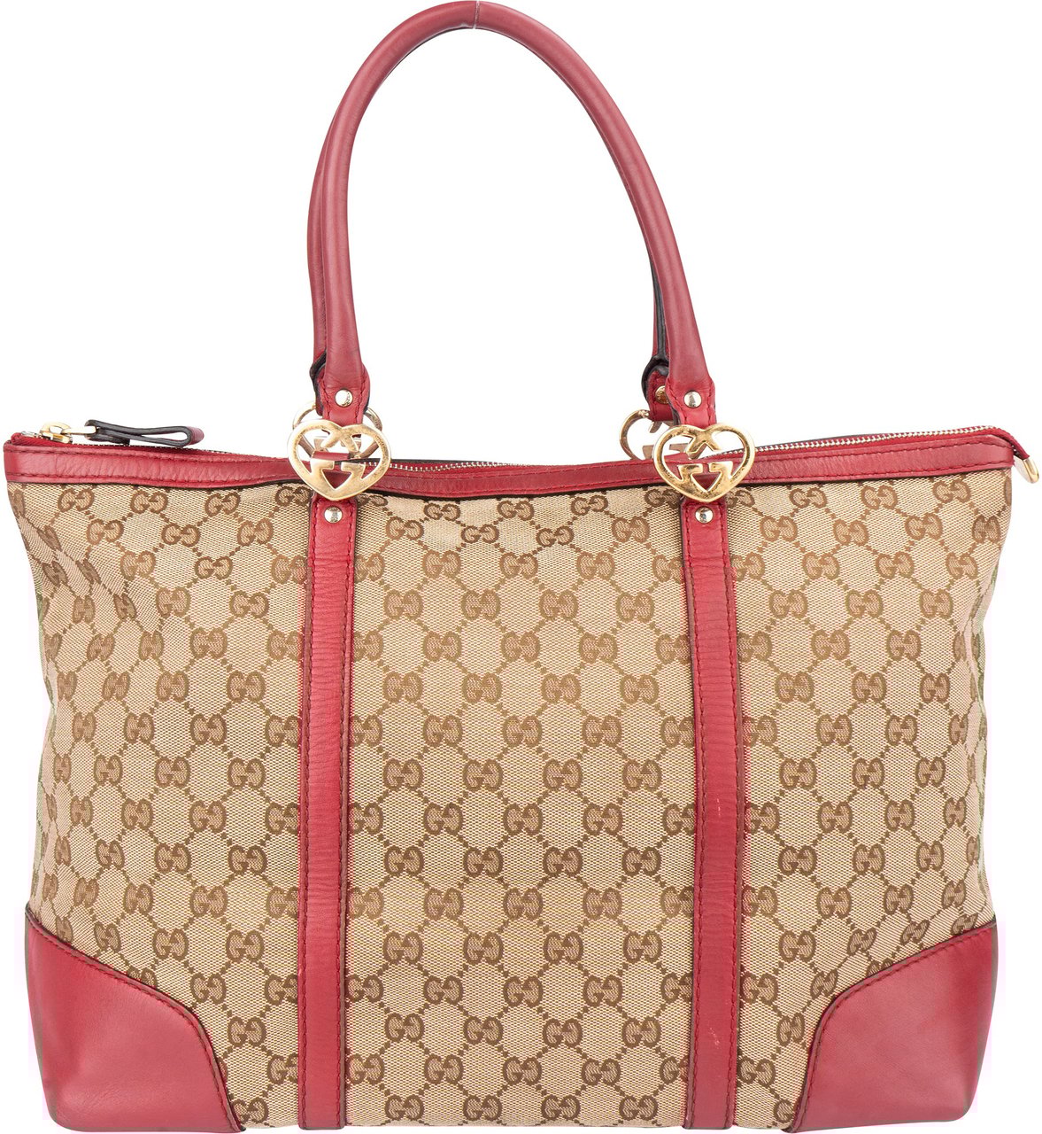 Gucci Gucci GG Monogram Twin Heart Handbag Bruin