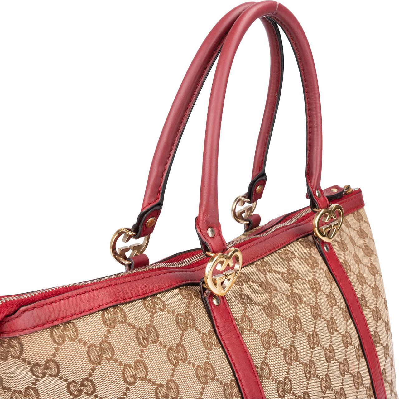 Gucci GG Monogram Twin Heart Handbag Bruin