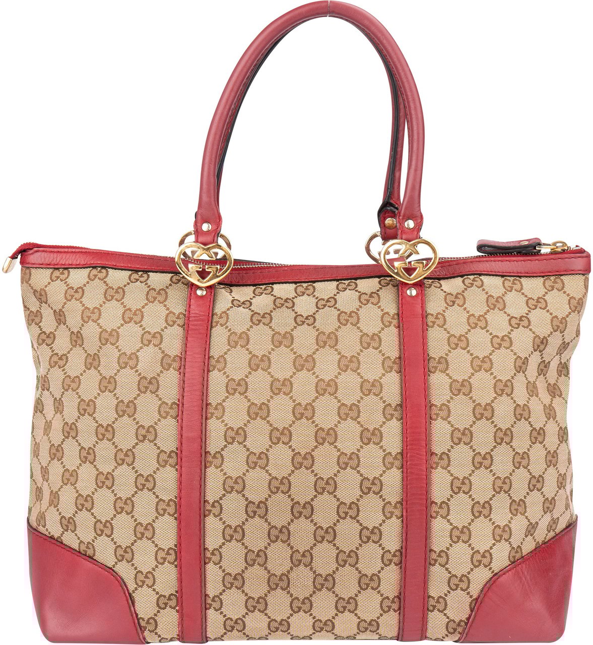 Gucci Gucci GG Monogram Twin Heart Handbag Bruin