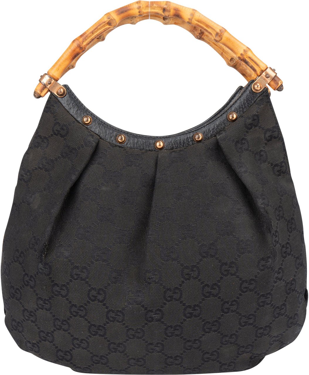 Gucci Gucci GG Monogram Bamboo Handbag Zwart