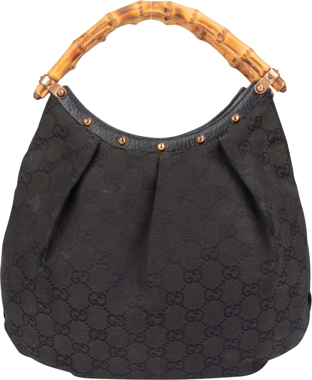 Gucci GG Monogram Bamboo Handbag Zwart