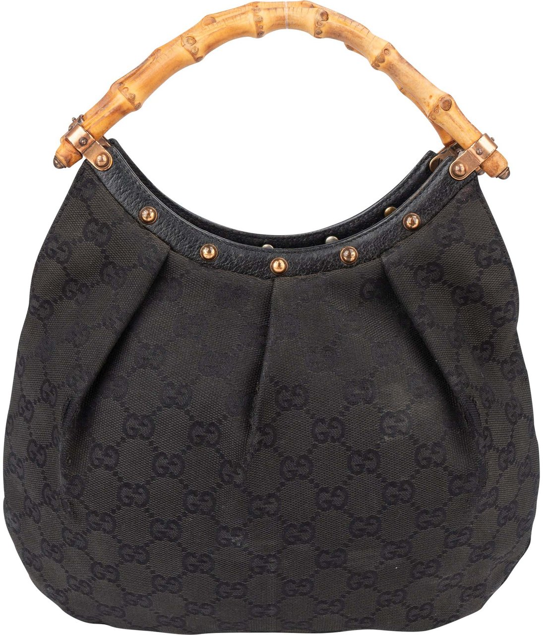 Gucci GG Monogram Bamboo Handbag Zwart