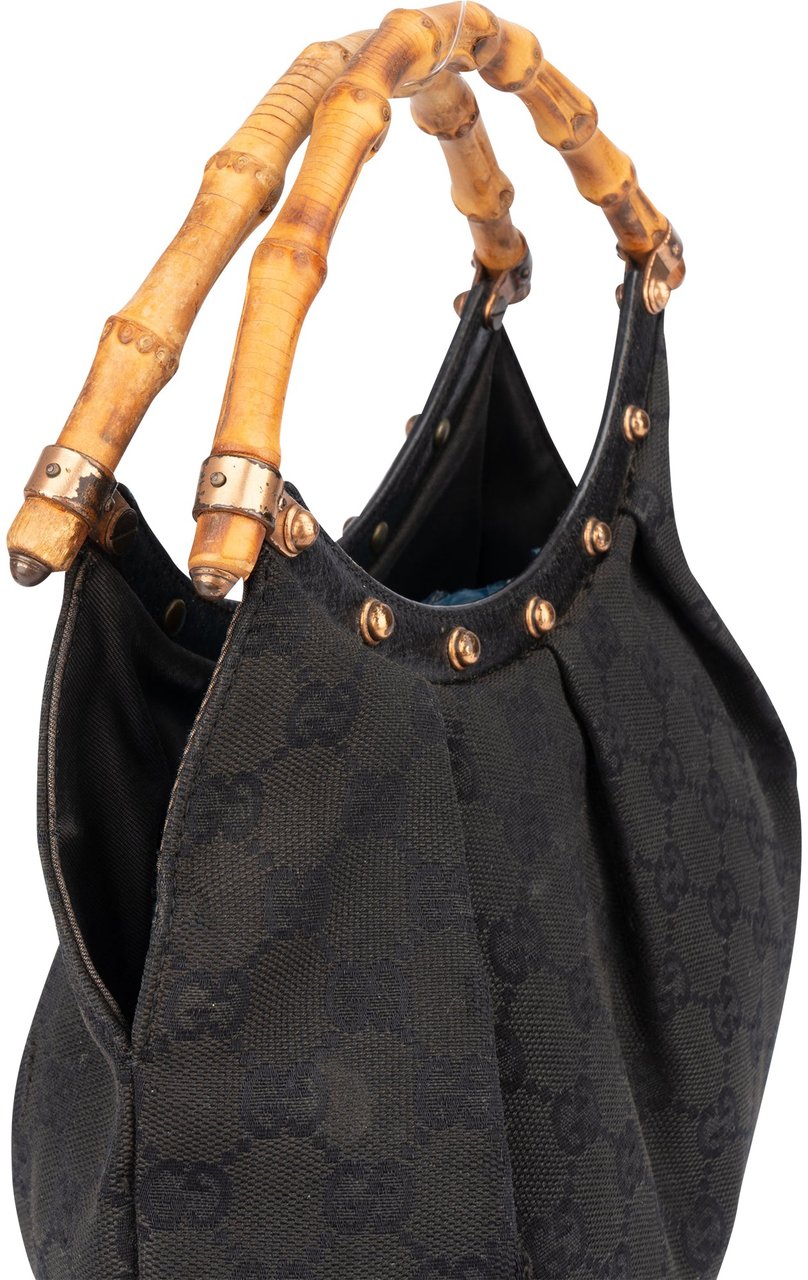 Gucci Gucci GG Monogram Bamboo Handbag Zwart