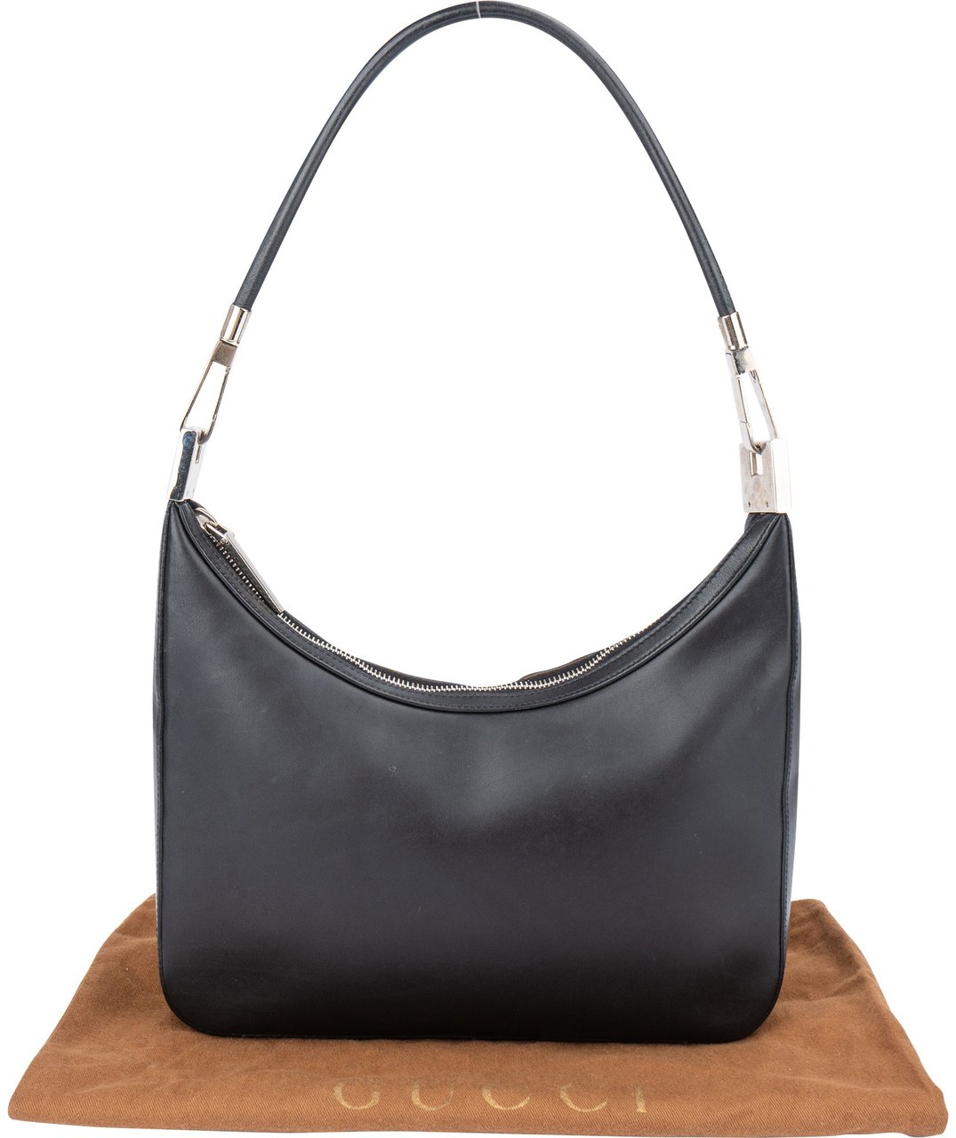 Gucci Gucci Classic Black Leather Shoulder Bag Zwart