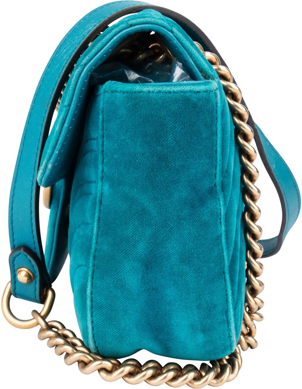 Gucci Gucci Blue Velvet GG Marmont Crossbody Bag Blauw