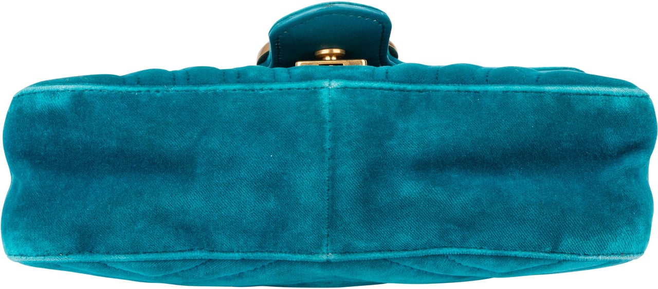 Gucci Gucci Blue Velvet GG Marmont Crossbody Bag Blauw