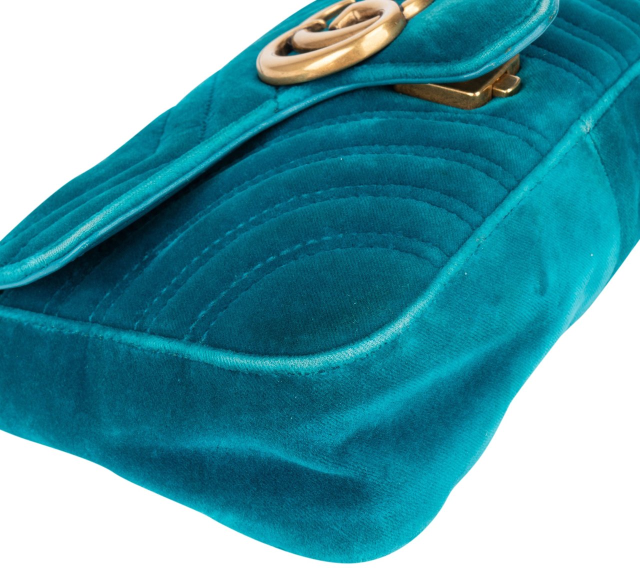Gucci Gucci Blue Velvet GG Marmont Crossbody Bag Blauw