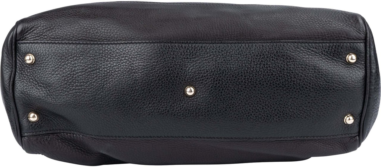 Gucci Black Leather Bamboo Handbag Zwart