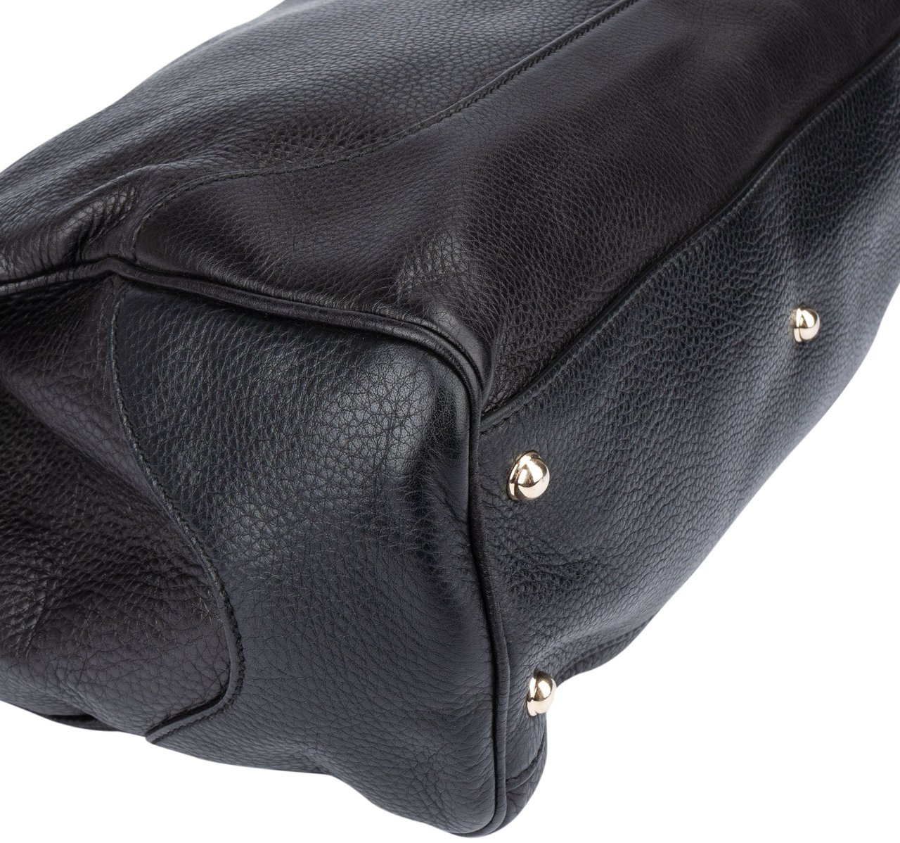 Gucci Gucci Black Leather Bamboo Handbag Zwart