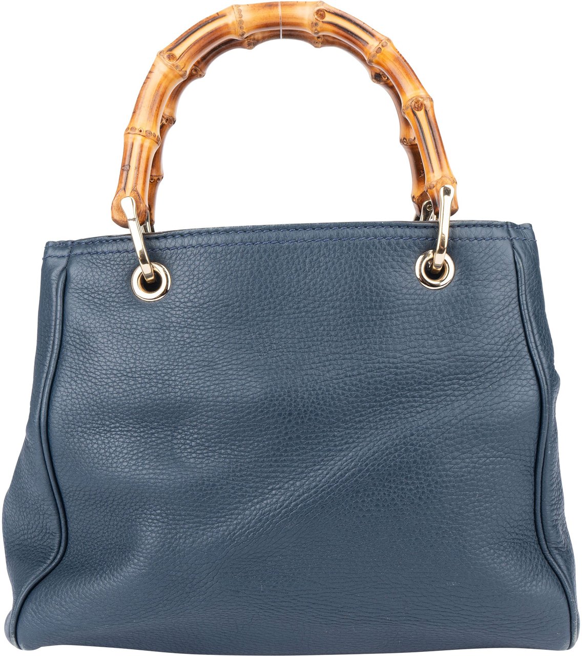 Gucci Blue Leather Bamboo Handbag Blauw
