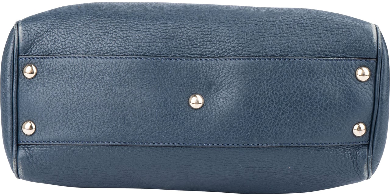 Gucci Blue Leather Bamboo Handbag Blauw