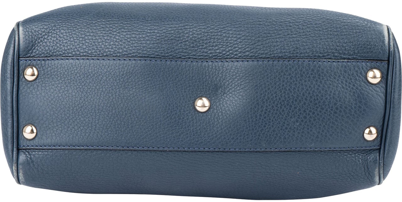 Gucci Gucci Blue Leather Bamboo Handbag Blauw