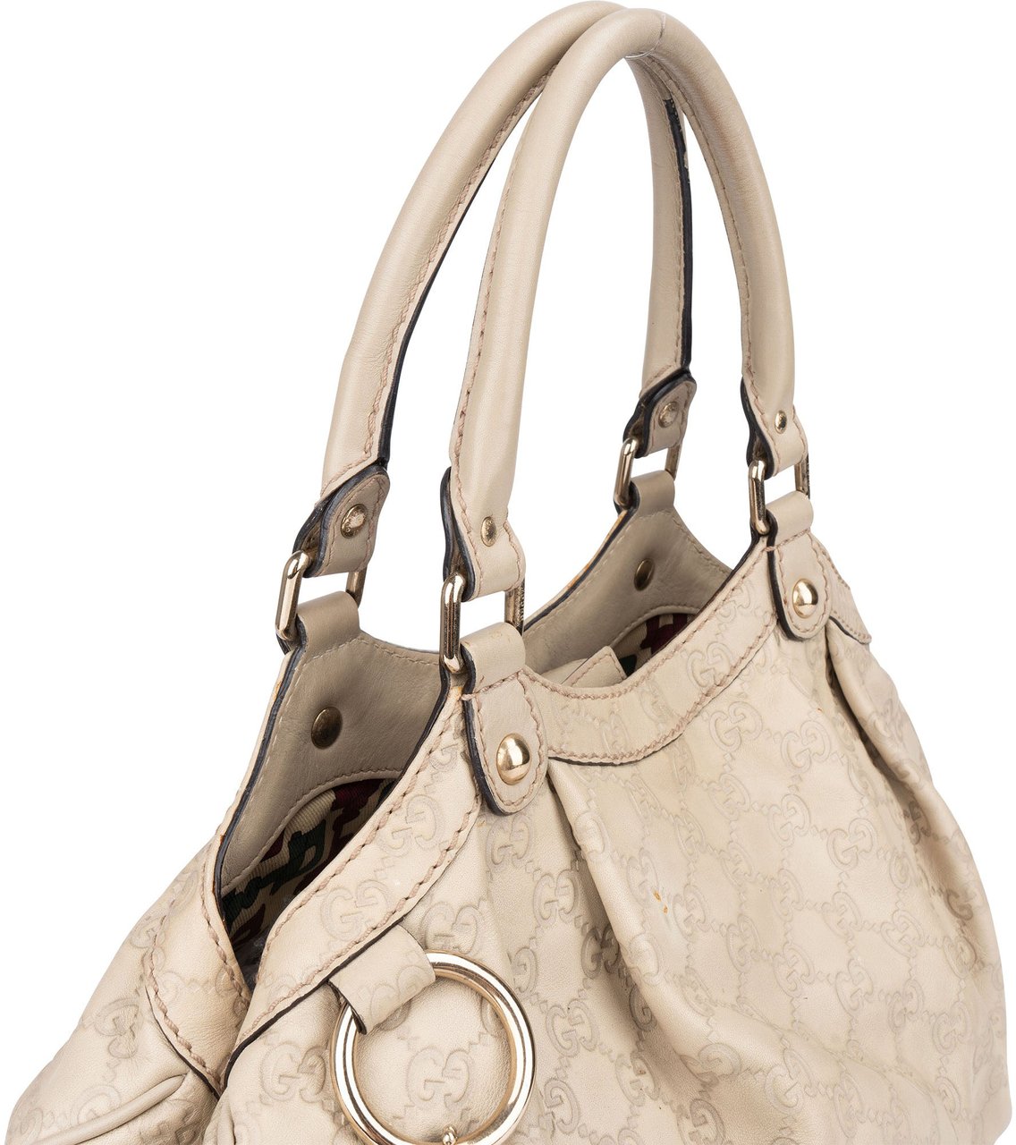 Gucci Gucci Leather GG Monogram Sukey Handbag Wit