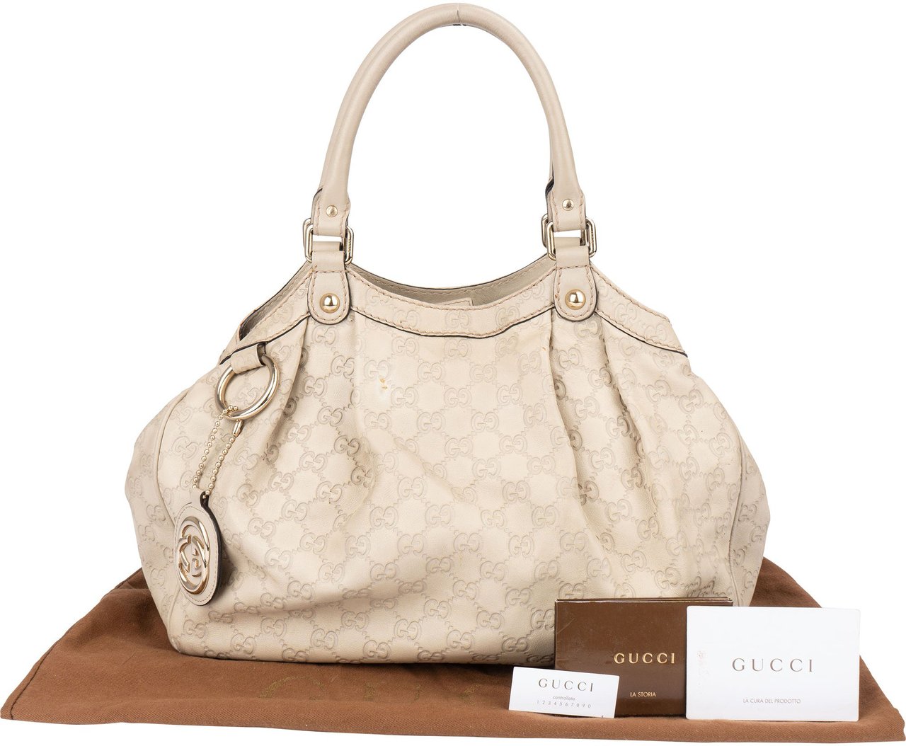Gucci Gucci Leather GG Monogram Sukey Handbag Wit