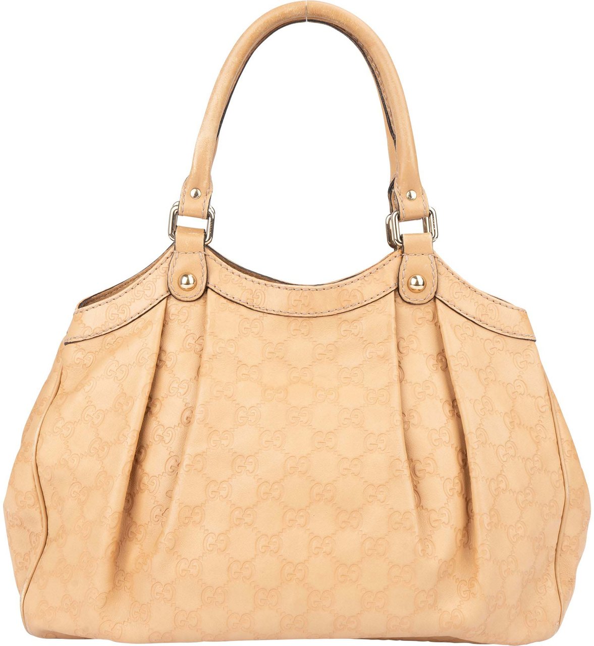 Gucci Leather GG Monogram Sukey Handbag Beige