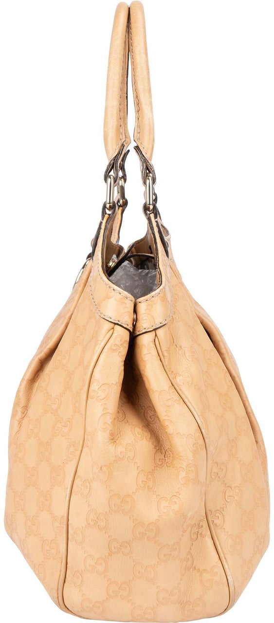 Gucci Leather GG Monogram Sukey Handbag Beige