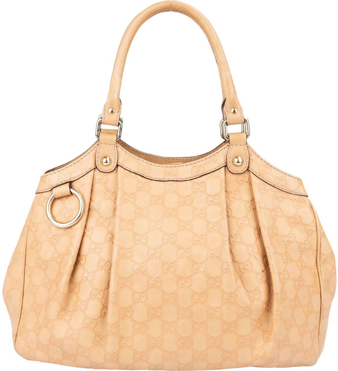 Gucci Gucci Leather GG Monogram Sukey Handbag Beige