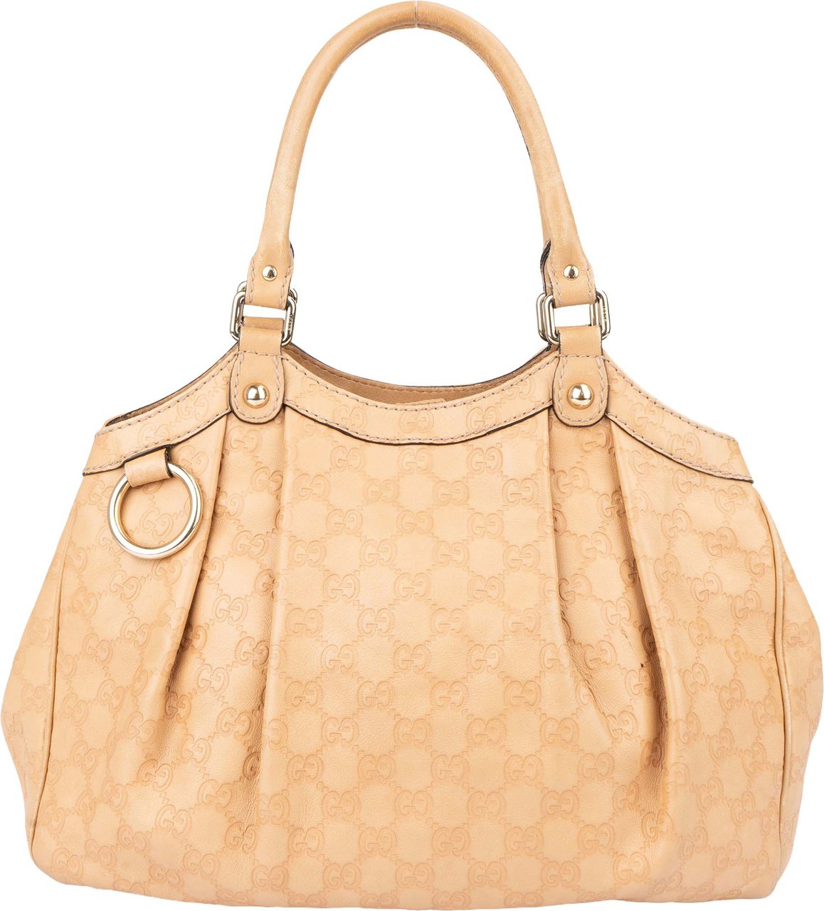 Gucci Leather GG Monogram Sukey Handbag Beige