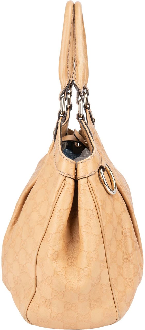 Gucci Leather GG Monogram Sukey Handbag Beige