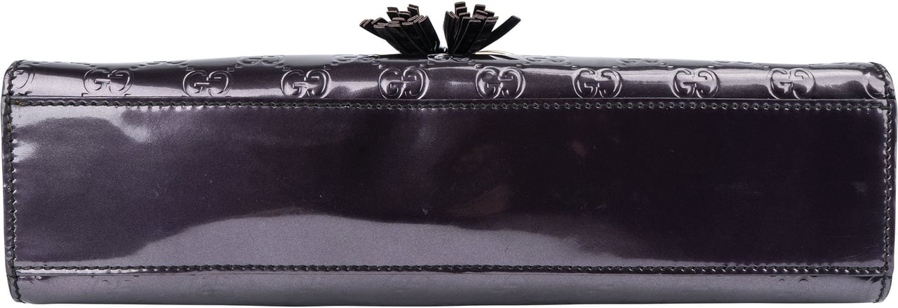 Gucci Gucci Patent Leather GG Monogram Horsebit Emily Shoulder Bag Paars