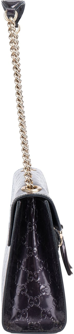 Gucci Gucci Patent Leather GG Monogram Horsebit Emily Shoulder Bag Paars