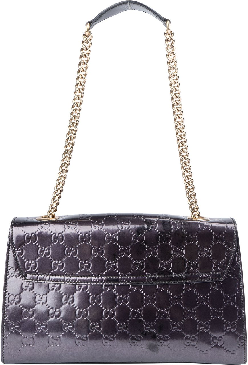 Gucci Gucci Patent Leather GG Monogram Horsebit Emily Shoulder Bag Paars
