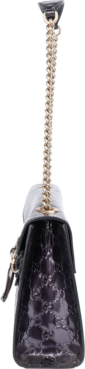 Gucci Gucci Patent Leather GG Monogram Horsebit Emily Shoulder Bag Paars