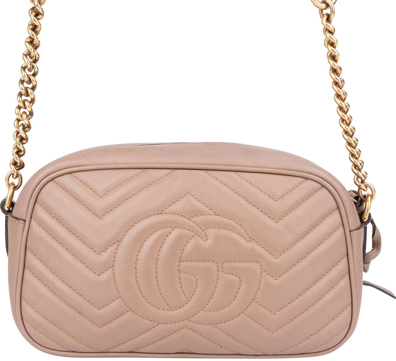 Gucci Gucci Chevron Leather GG Marmont Crossbody Bag Roze
