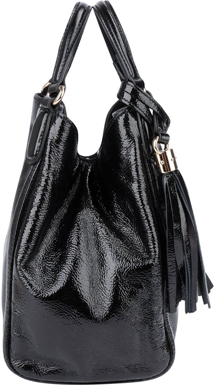 Gucci Gucci Black Patent Leather GG Soho Handbag Zwart