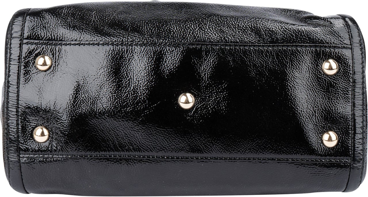 Gucci Gucci Black Patent Leather GG Soho Handbag Zwart