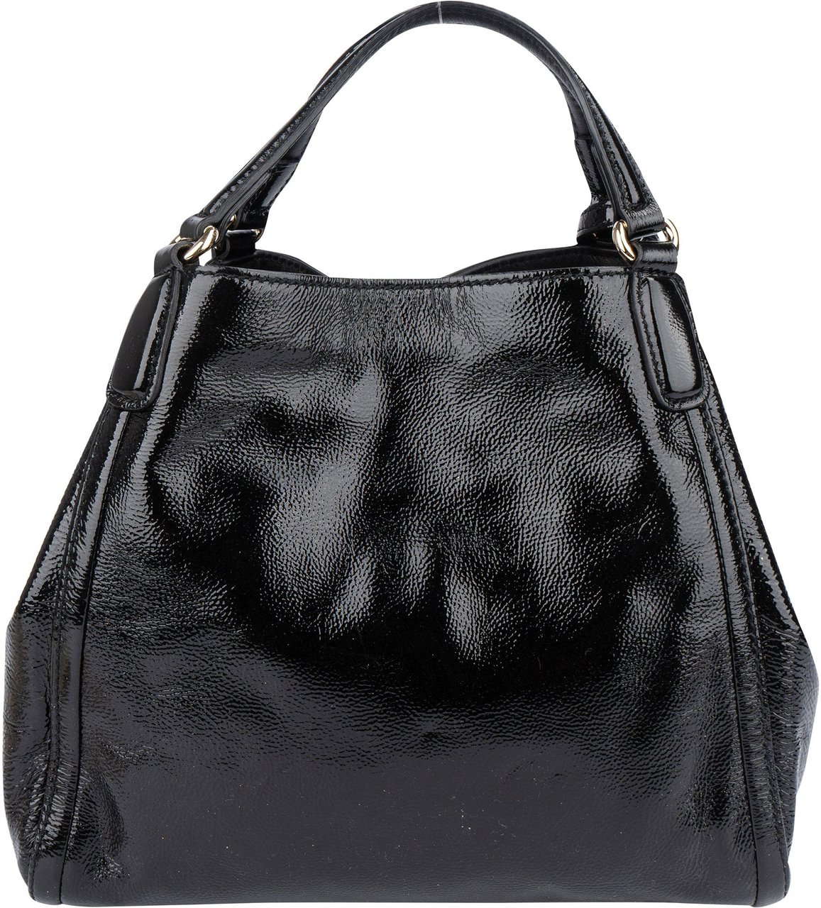 Gucci Gucci Black Patent Leather GG Soho Handbag Zwart