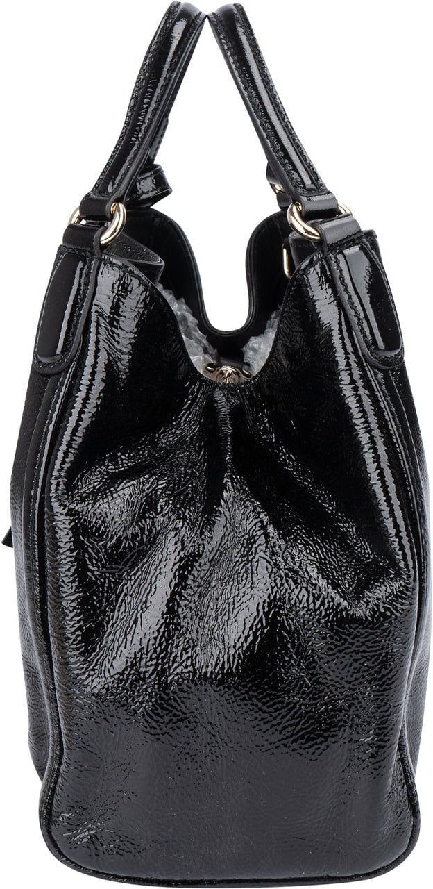 Gucci Gucci Black Patent Leather GG Soho Handbag Zwart