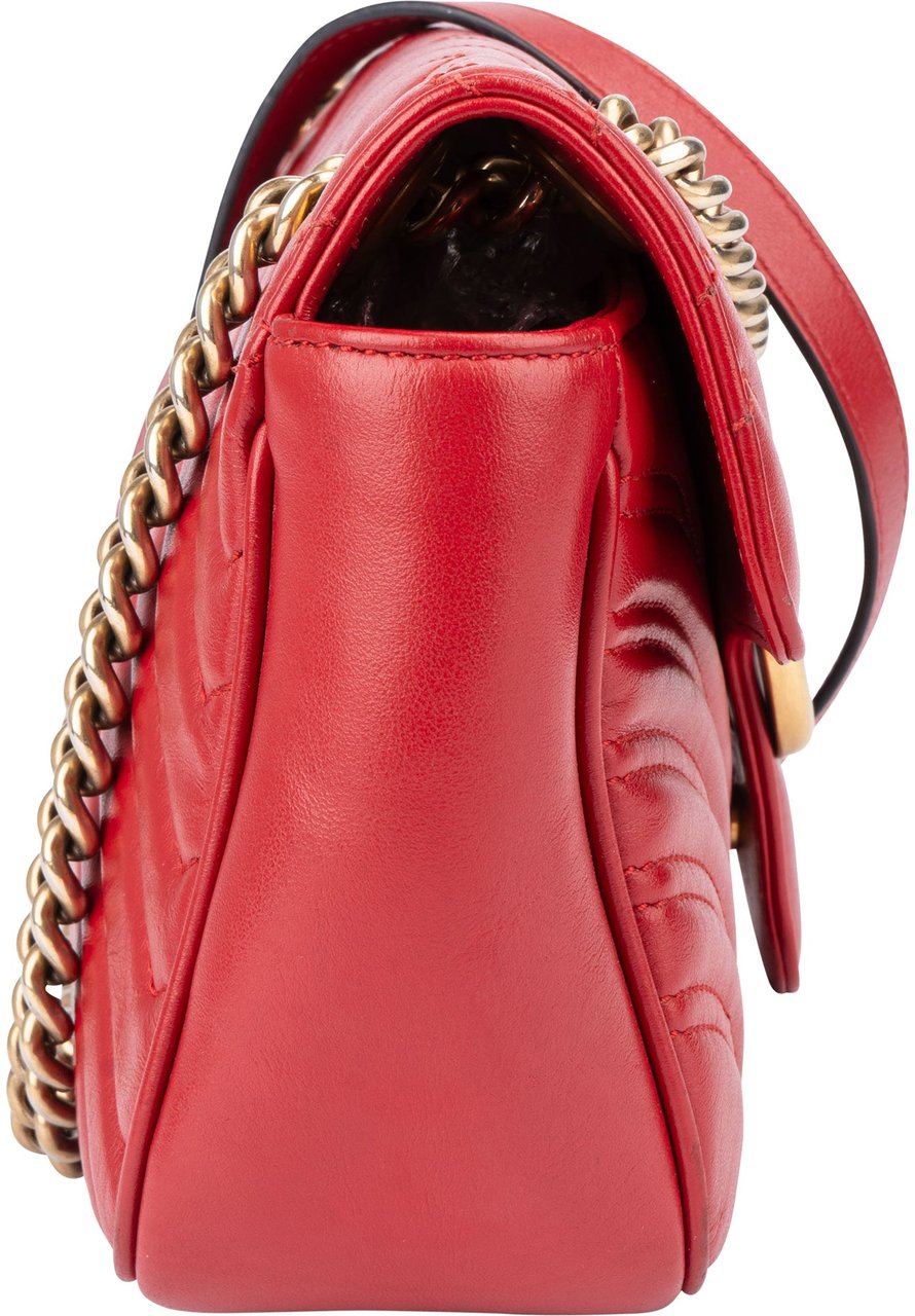 Gucci Gucci Red Leather GG Marmont Crossbody Bag Rood