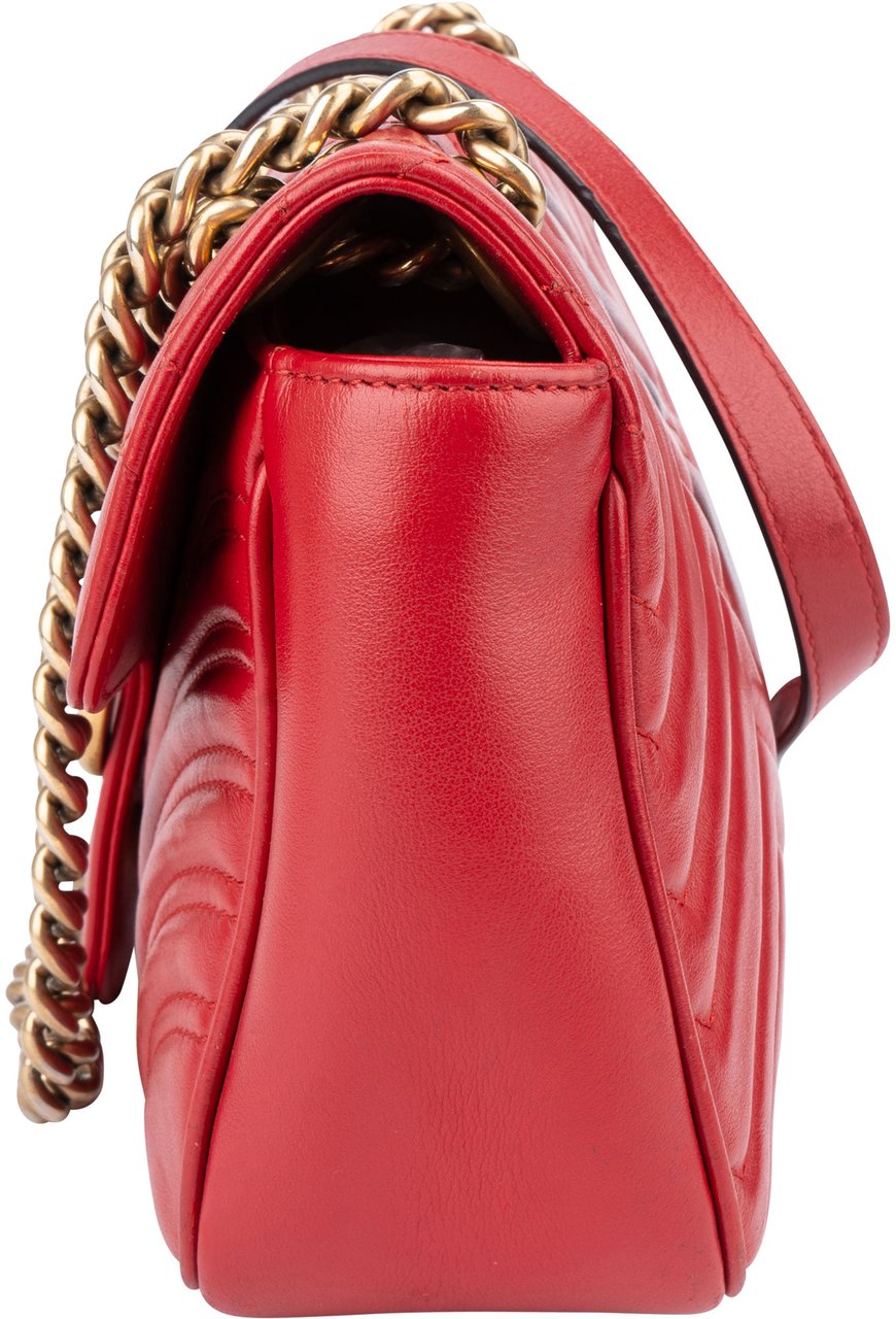 Gucci Gucci Red Leather GG Marmont Crossbody Bag Rood