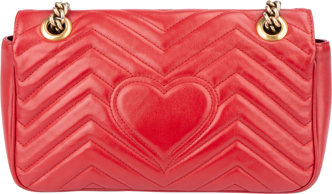Gucci Gucci Red Leather GG Marmont Crossbody Bag Rood