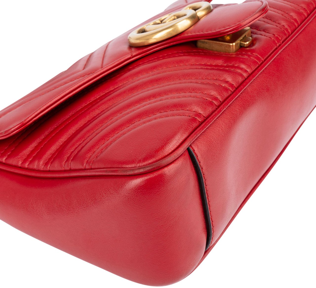 Gucci Gucci Red Leather GG Marmont Crossbody Bag Rood